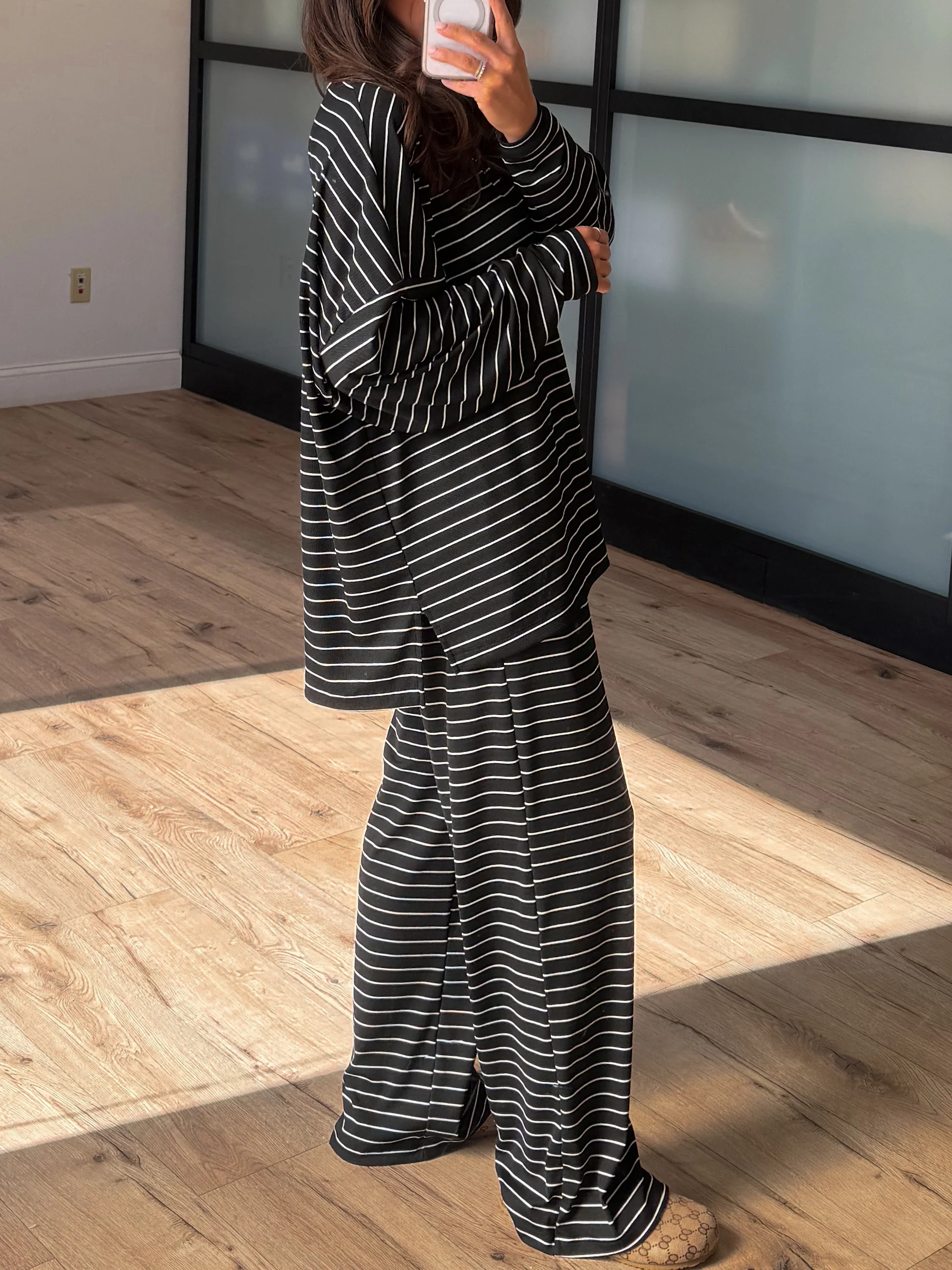 Homebody Stripe Ribbed Set | Black | +Plus Available | PREORDER - Image 4