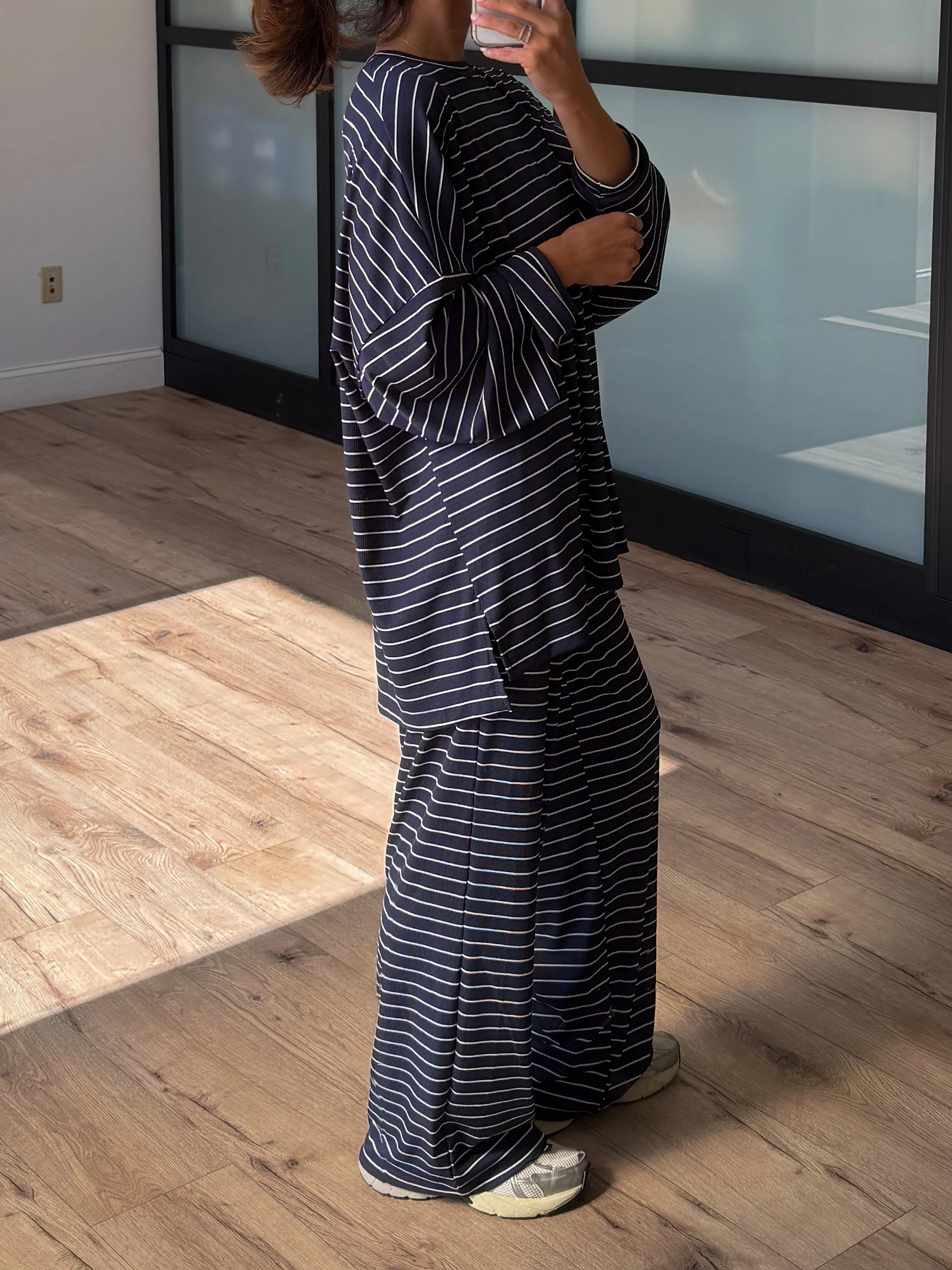 Homebody Stripe Ribbed Set | Navy | +Plus Available | PREORDER - Image 3